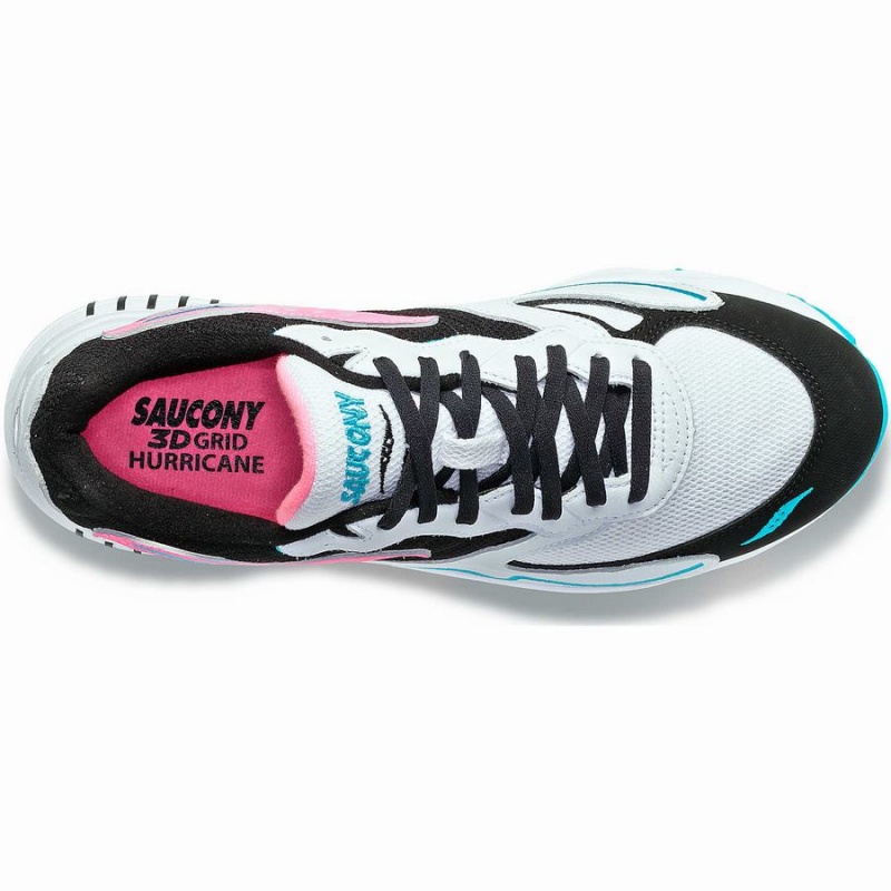 White / Black / Pink Saucony 3D Grid Hurricane Men's Sneakers | Malaysia S49732-Q32