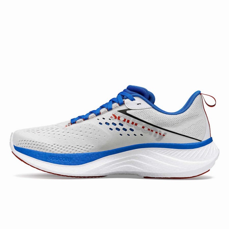 White / Deep Blue Saucony Ride 17 Men's Running Shoes | Malaysia S13675-C12