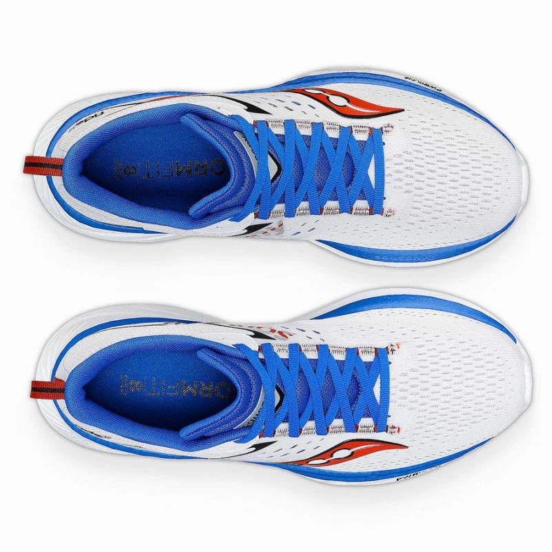 White / Deep Blue Saucony Ride 17 Men's Running Shoes | Malaysia S13675-C12