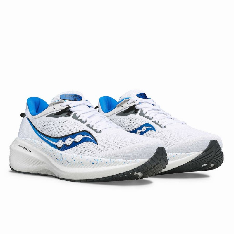 White / Deep Blue Saucony Triumph 21 Men's Running Shoes | Malaysia S63987-N43