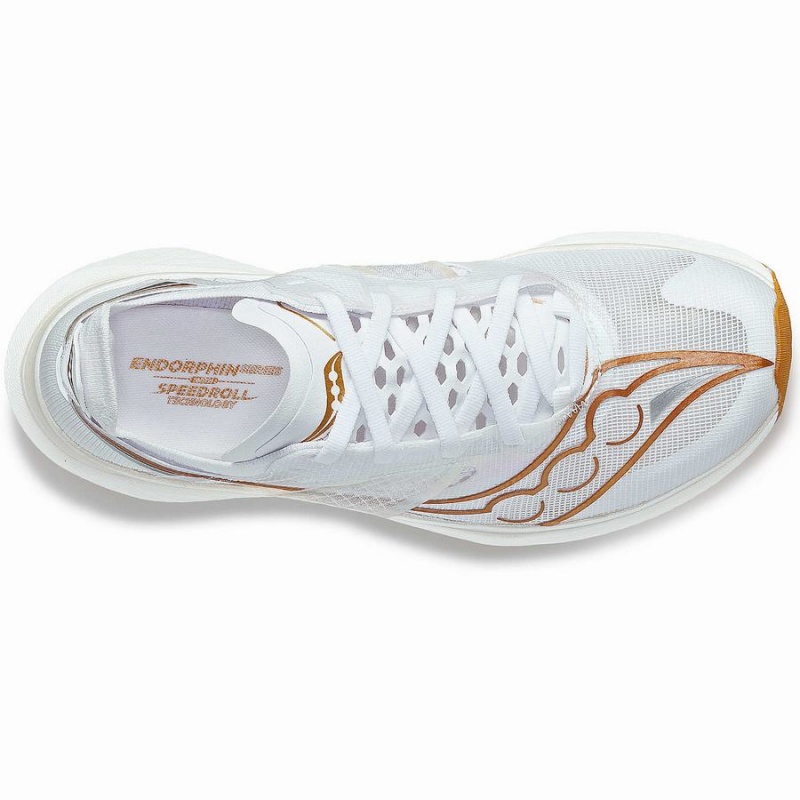 White / Gold Saucony Endorphin Elite Men's Running Shoes | Malaysia S12397-K42