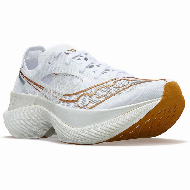 White / Gold Saucony Endorphin Elite Women's Running Shoes | Malaysia S37415-K86