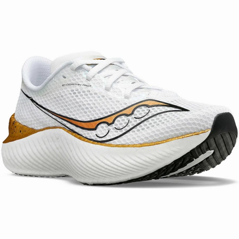 White / Gold Saucony Endorphin Pro 3 Men's Running Shoes | Malaysia S90618-J18