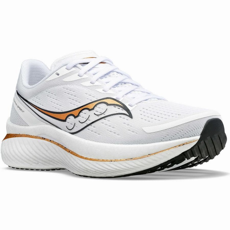 White / Gold Saucony Endorphin Speed 3 Men's Running Shoes | Malaysia S76852-X62