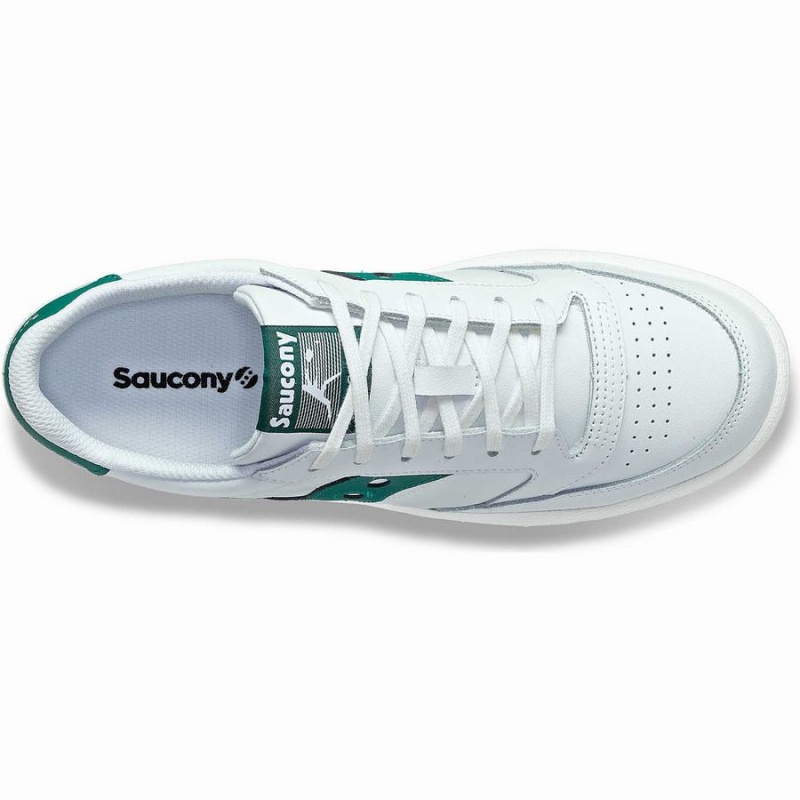 White / Green Saucony Jazz Court PU Men's Sneakers | Malaysia S05684-A27