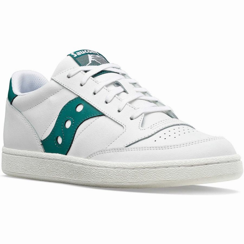 White / Green Saucony Jazz Court PU Men's Sneakers | Malaysia S05684-A27