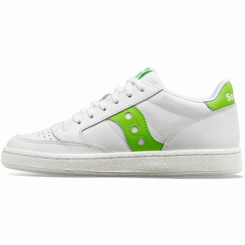 White / Green Saucony Jazz Court PU Women's Sneakers | Malaysia S80172-U69