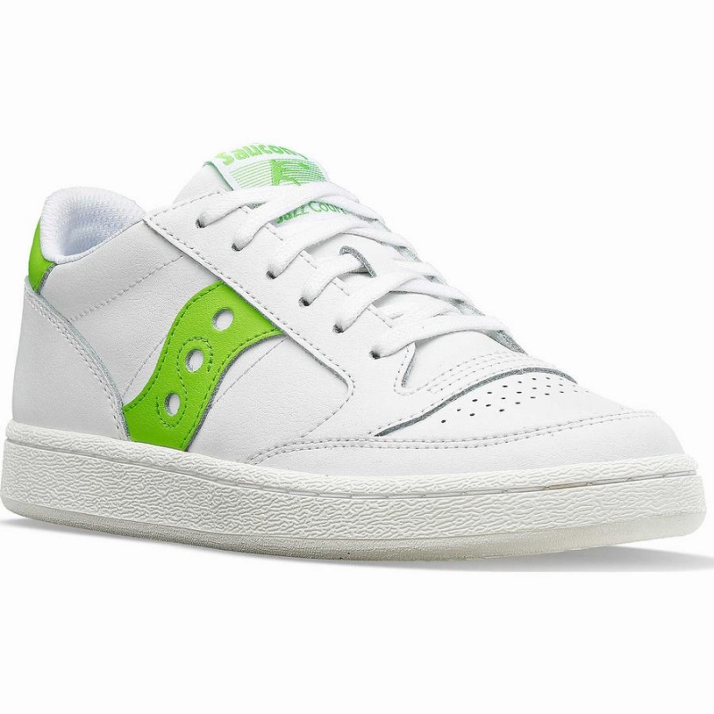 White / Green Saucony Jazz Court PU Women's Sneakers | Malaysia S80172-U69