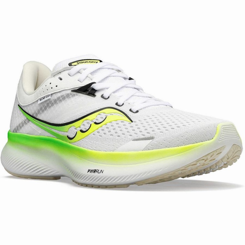 White / Green Saucony Ride 16 Men's Running Shoes | Malaysia S98476-X17