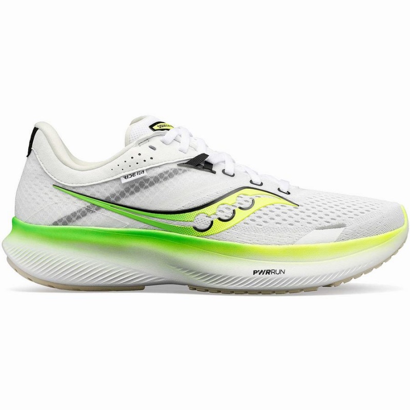 White / Green Saucony Ride 16 Men\'s Running Shoes | Malaysia S98476-X17