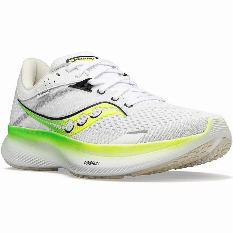 White / Green Saucony Ride 16 Women's Running Shoes | Malaysia S39821-M21