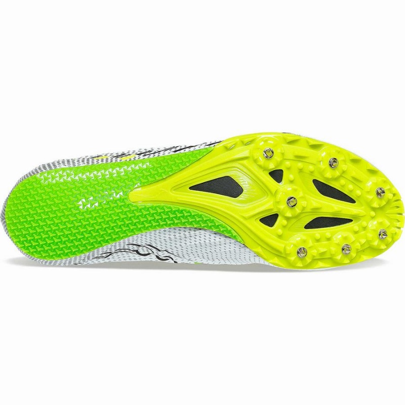 White / Green Saucony Spitfire 5 Men's Track Spikes | Malaysia S98742-P72