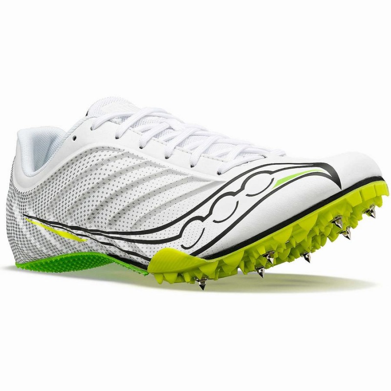 White / Green Saucony Spitfire 5 Men's Track Spikes | Malaysia S98742-P72