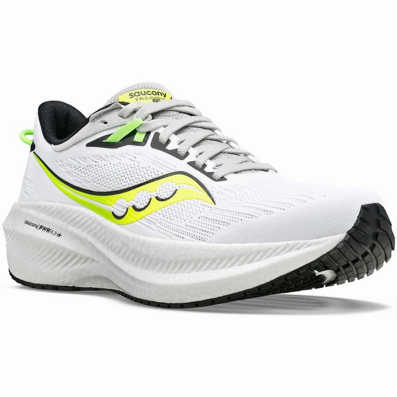 White / Green Saucony Triumph 21 Men's Running Shoes | Malaysia S10946-B69