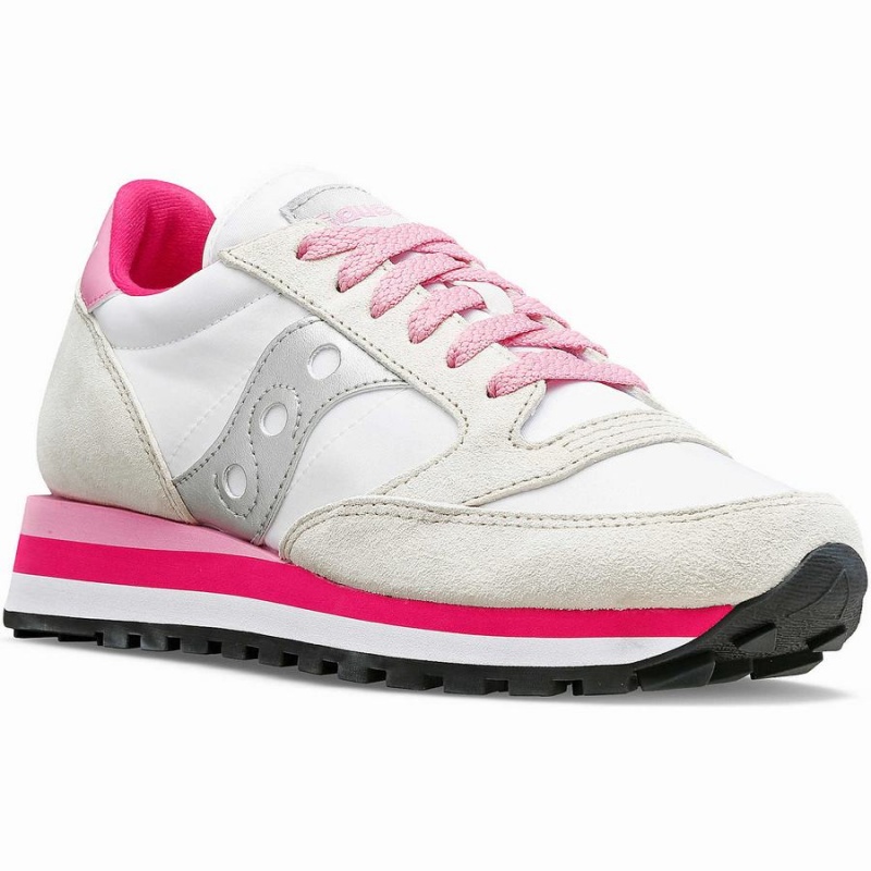 White / Grey / Pink Saucony Jazz Triple Women's Sneakers | Malaysia S87624-B36