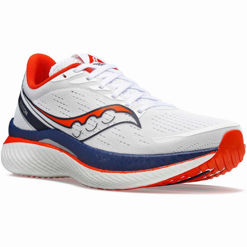 White / Navy Saucony Boston Endorphin Speed 3 Men's Running Shoes | Malaysia S38561-A76