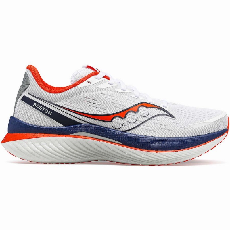 White / Navy Saucony Boston Endorphin Speed 3 Men\'s Running Shoes | Malaysia S38561-A76