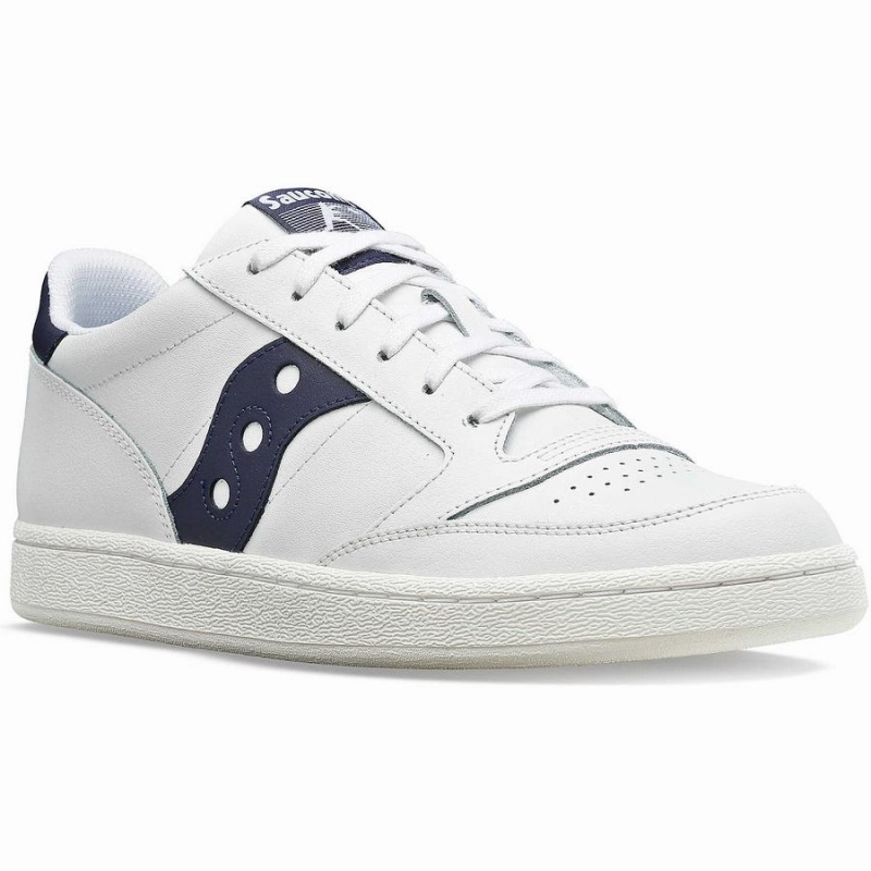 White / Navy Saucony Jazz Court PU Men's Sneakers | Malaysia S78950-W80