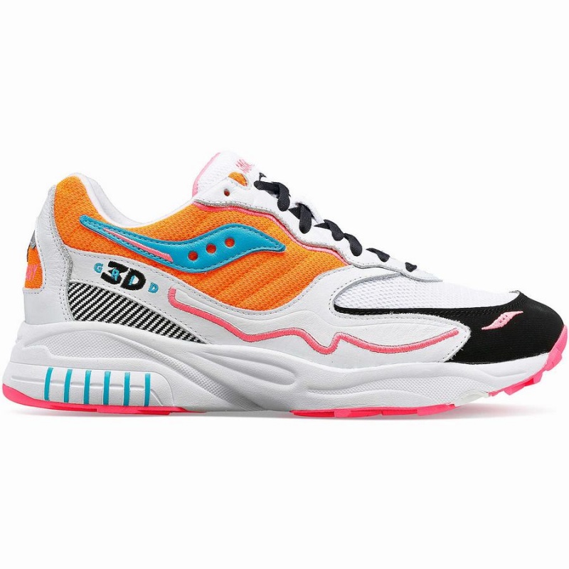 White / Orange Saucony 3D Grid Hurricane Men\'s Sneakers | Malaysia S03149-L96