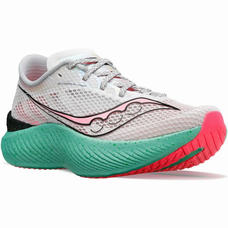 White / Pink Saucony Endorphin Pro 3 Women's Running Shoes | Malaysia S69385-Z90