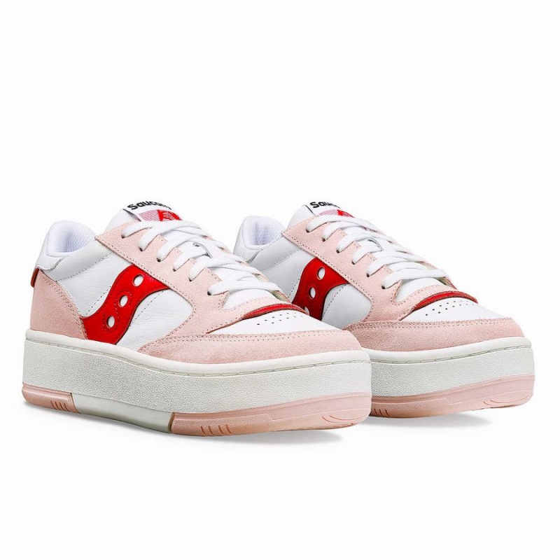 White / Pink Saucony St. Valentine Jazz Court Platform Women's Sneakers | Malaysia S71236-J18