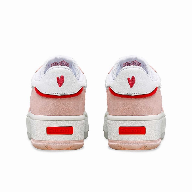 White / Pink Saucony St. Valentine Jazz Court Platform Women's Sneakers | Malaysia S71236-J18