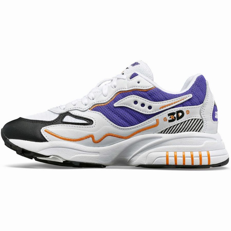 White / Purple Saucony 3D Grid Hurricane Women's Sneakers | Malaysia S03978-H54