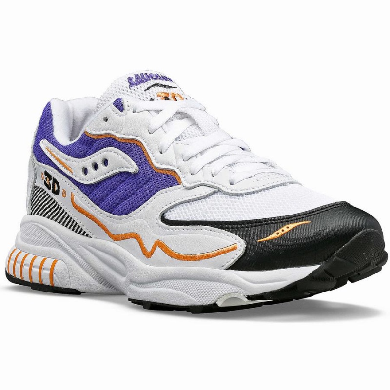 White / Purple Saucony 3D Grid Hurricane Women's Sneakers | Malaysia S03978-H54