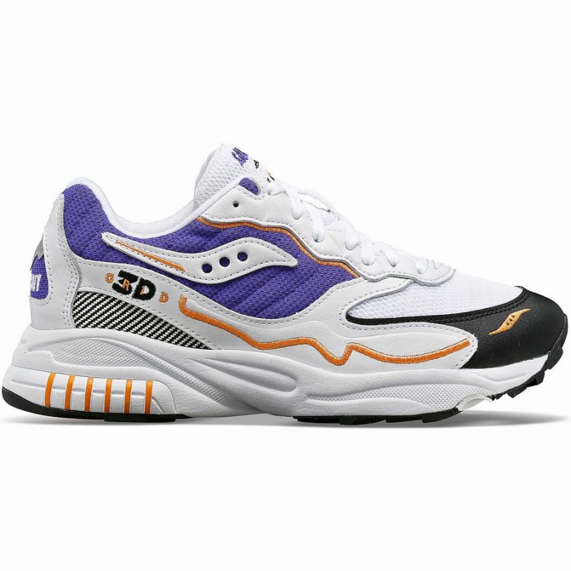 White / Purple Saucony 3D Grid Hurricane Men\'s Sneakers | Malaysia S23680-E70