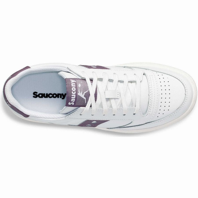 White / Purple Saucony Jazz Court PU Women's Sneakers | Malaysia S83260-T10