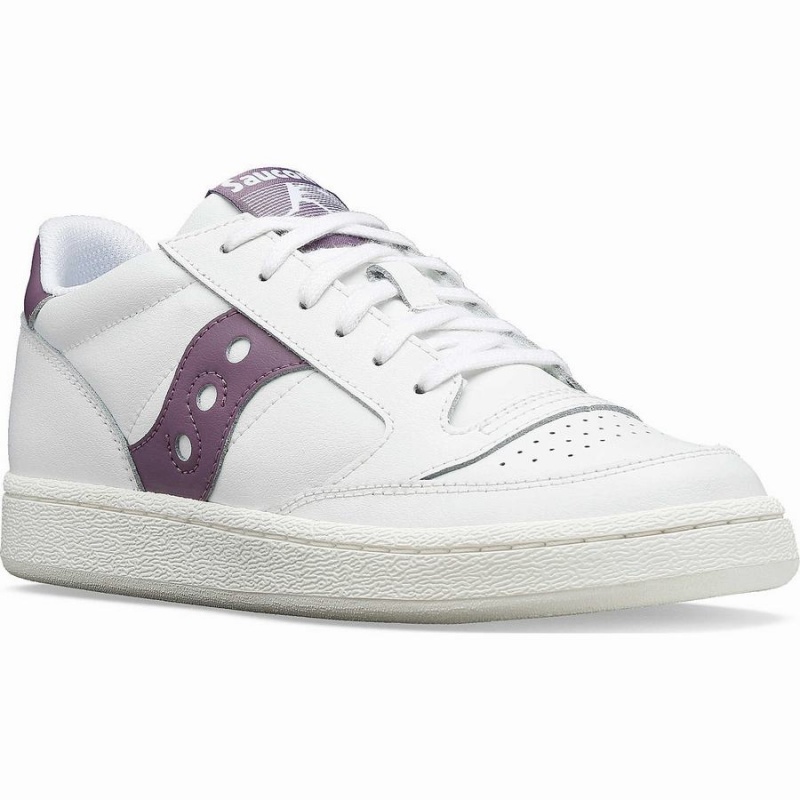 White / Purple Saucony Jazz Court PU Women's Sneakers | Malaysia S83260-T10