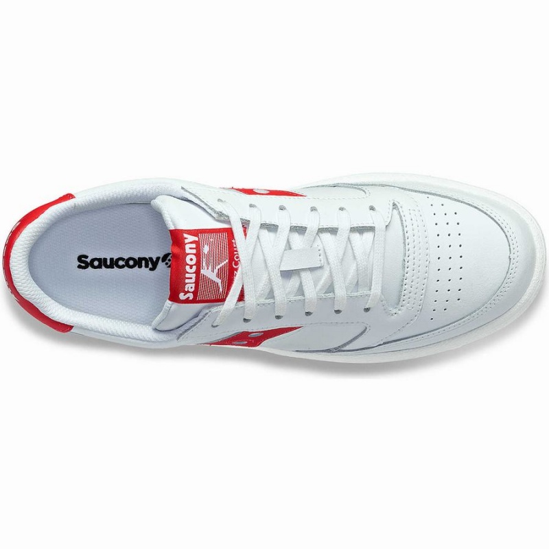 White / Red Saucony Jazz Court PU Men's Sneakers | Malaysia S32608-Q86