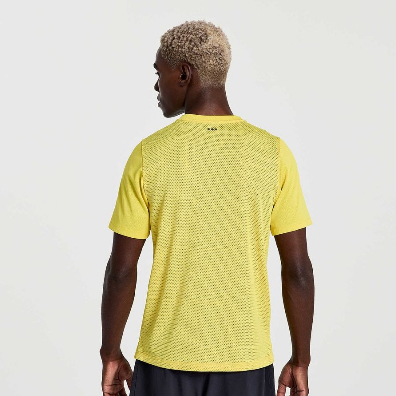 Yellow Saucony Elevate Short Sleeve Men's T Shirts | Malaysia S75940-C02