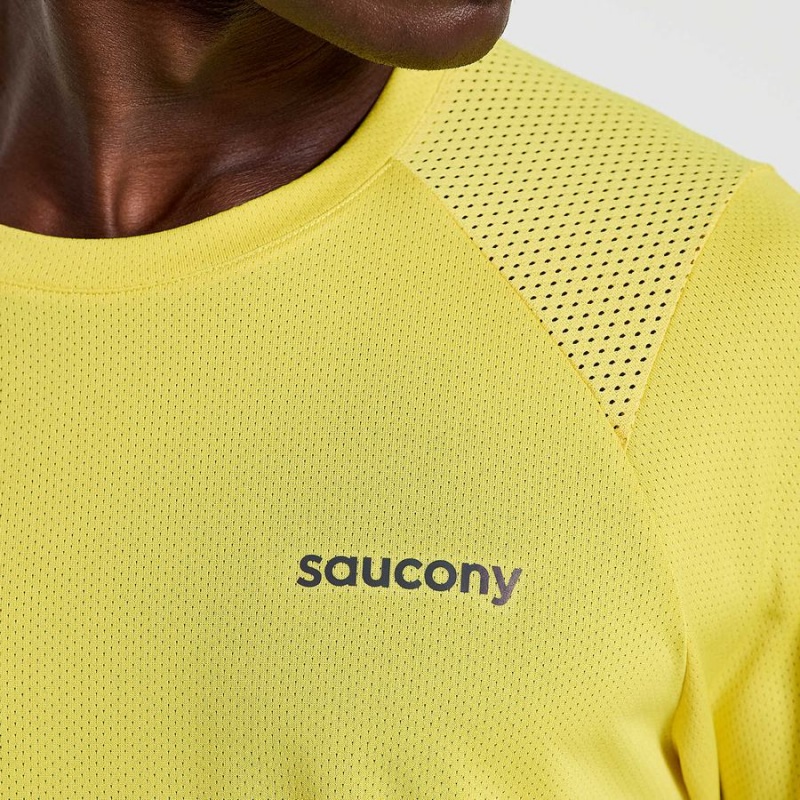 Yellow Saucony Elevate Short Sleeve Men's T Shirts | Malaysia S75940-C02