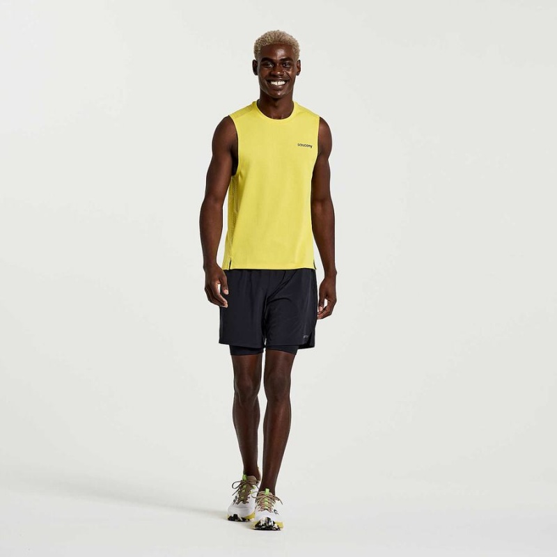 Yellow Saucony Elevate Sleeveless Men's Tank Top | Malaysia S76918-M64