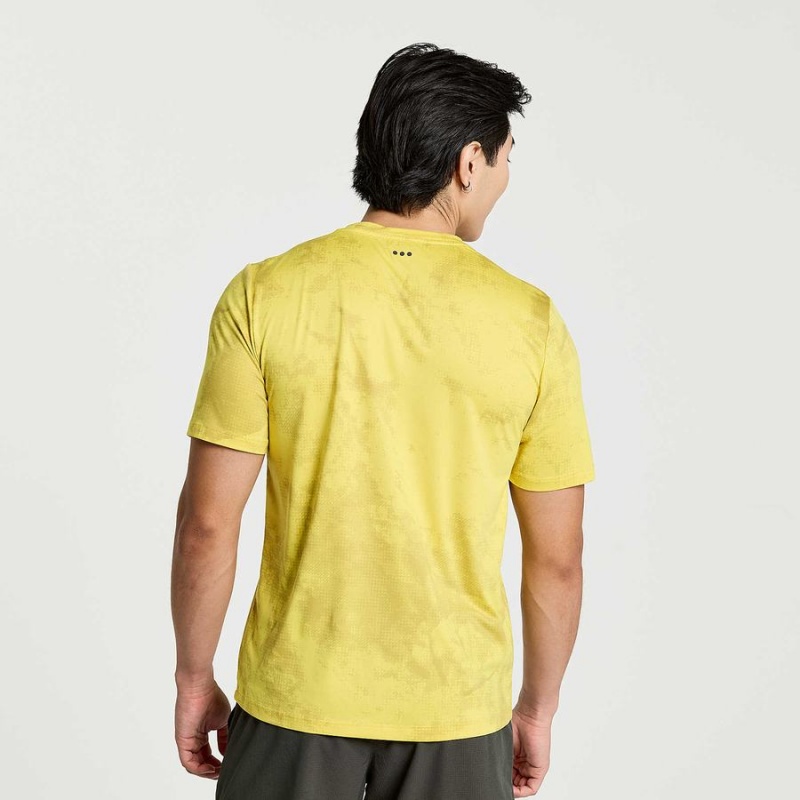 Yellow Saucony Explorer Short Sleeve Men's T Shirts | Malaysia S38972-E03