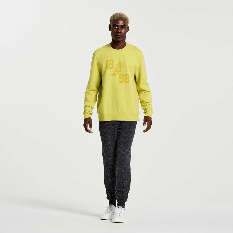 Yellow Saucony Rested Crewneck Men's Sweatshirt | Malaysia S70328-N83