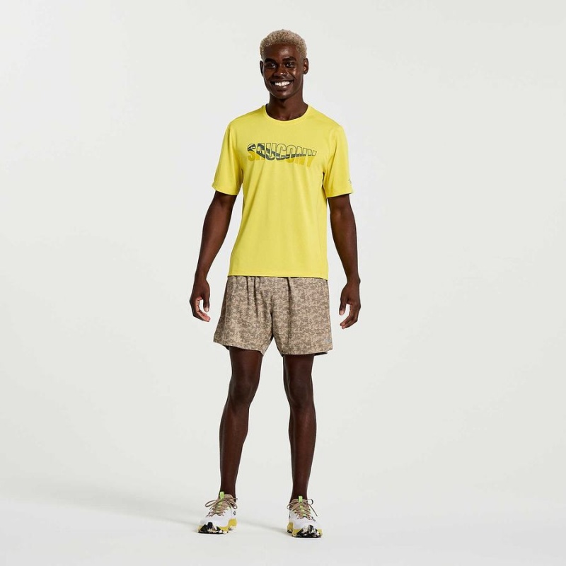 Yellow Saucony Stopwatch Graphic Short Sleeve Men's T Shirts | Malaysia S03789-W86