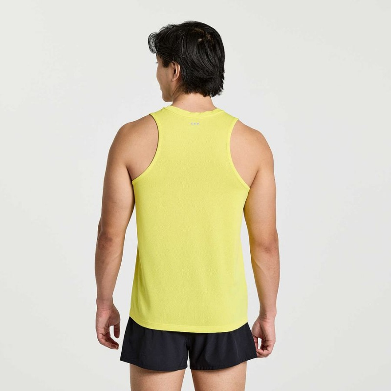 Yellow Saucony Stopwatch Singlet Men's Tank Top | Malaysia S82619-Q80