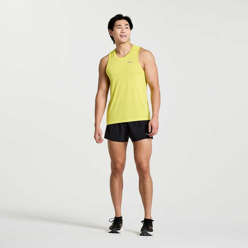 Yellow Saucony Stopwatch Singlet Men's Tank Top | Malaysia S82619-Q80