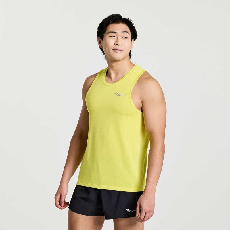 Yellow Saucony Stopwatch Singlet Men\'s Tank Top | Malaysia S82619-Q80